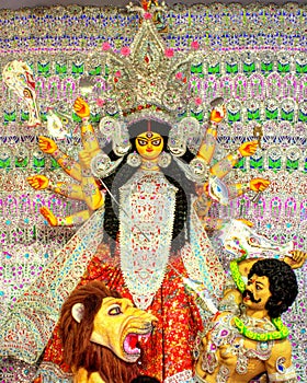 Goddess Durga sitting on Lion
