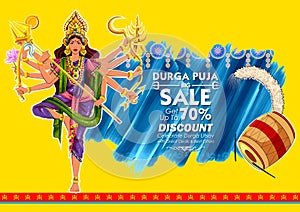 Goddess Durga in Subho Bijoya Happy Dussehra background