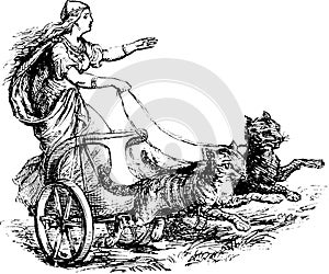 Goddess Freyja, Vintage Illustration photo