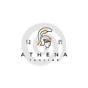 Goddess greek Athena Line art Logo Design template. Elegant, luxury, premium vector