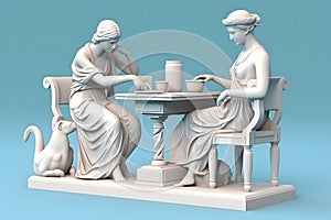 Goddess Hypnos drinking coffee. Neural network AI generated Neural network AI generated photo