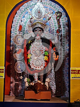 Complete photo of Goddess Kali the fearsome hindu deity who killed Kalikasur is worshipped on the no moon night.