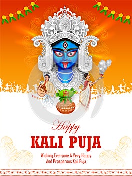 Goddess Kali Maa on Diwali Kali Pooja background of India festival