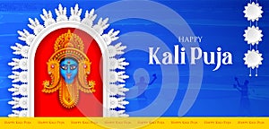 Goddess Kali Maa on Diwali Kali Pooja background of India festival