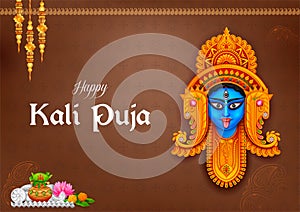 Goddess Kali Maa on Diwali Kali Pooja background of India festival