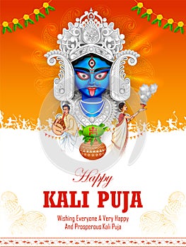 Goddess Kali Maa on Diwali Kali Pooja background of India festival photo
