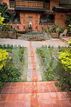 Goddess Lakshmi`s footprints at the entrance of the house. Tihar Deepawali festival and Newari New Year in Kathmandy