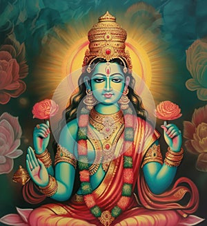 Goddess laxmi art work image generative AI photo