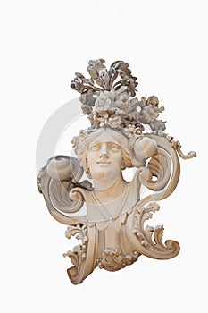 The goddess of love in Greek mythology, Aphrodite Venus in Roman mythology. Ancient statue isolated on white background