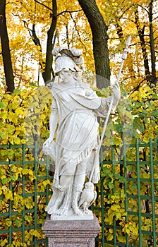 Goddess Minerva statue at evening.