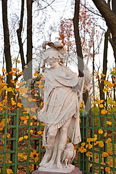 Goddess Minerva statue at evening.