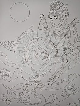 Goddess Sarasvati Sketch