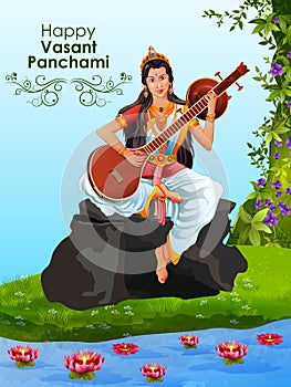 Goddess Saraswati for Vasant Panchami Puja of India