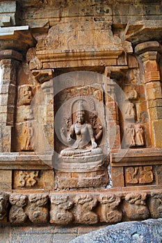 Goddess Sarsvati seated on a lotus, northern niche of the central shrine, Brihadisvara Temple, Gangaikondacholapuram