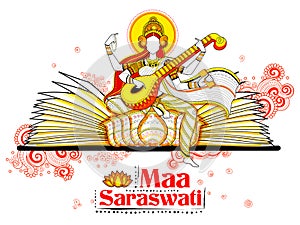 Goddess of Wisdom Saraswati for Vasant Panchami India festival background