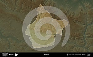 Godech highlighted, Bulgaria. Physical