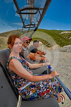 GODERDZI, GEORGIA - 08 AUGUST 2017: Newly-built modern Cable Car