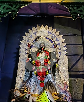 Godess kali in puja pandal of west bengal