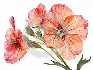 Godetia colorful flower watercolor isolated on white background photo