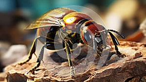 Godly Realistic Close Up Of An Insect On Colorful Rocks