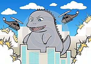 The godzilla in city