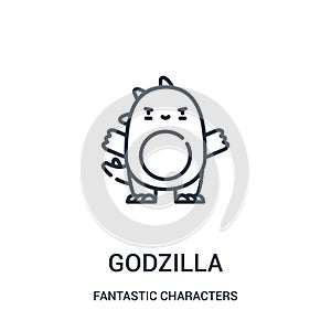 godzilla icon vector from fantastic characters collection. Thin line godzilla outline icon vector illustration photo