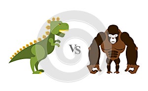 Godzilla vs King Kong. Battle monsters. Big wild monkey and scar photo
