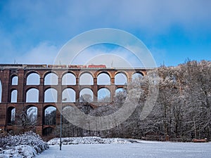 Goeltzschtalbruecke in Saxony in winter