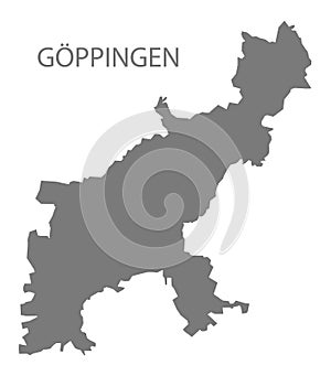 Goeppingen city map with boroughs grey illustration silhouette shape