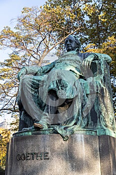 Goethe monumet in Vienna in the park in autumn season