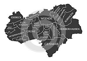 Goettingen City Map Germany DE labelled black illustration