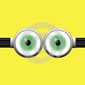 Goggle with Two Green Eyes