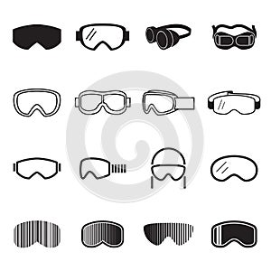 Goggles icons. Safety glasses icons