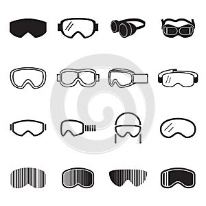 Goggles icons. Safety glasses icons photo