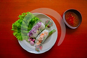 Goi cuon is a traditional spring roll from Vietnam Vietnamese food.