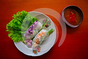 Goi cuon is a traditional spring roll from Vietnam Vietnamese food