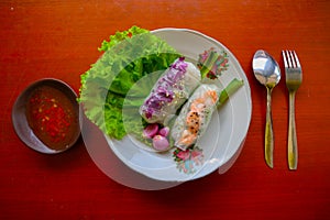 Goi cuon is a traditional spring roll from Vietnam Vietnamese food