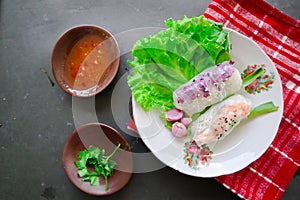 Goi cuon is a traditional spring roll from Vietnam Vietnamese food