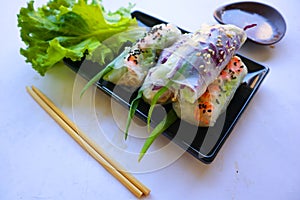 Goi cuon is a traditional spring roll from Vietnam Vietnamese food