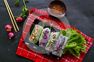 Goi cuon is a traditional spring roll from Vietnam Vietnamese food