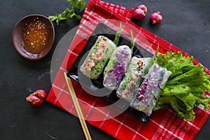 Goi cuon is a traditional spring roll from Vietnam Vietnamese food