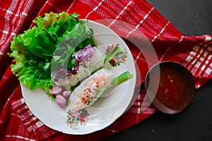 Goi cuon is a traditional spring roll from Vietnam Vietnamese food,.