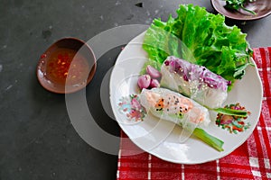 Goi cuon is a traditional spring roll from Vietnam Vietnamese food,.