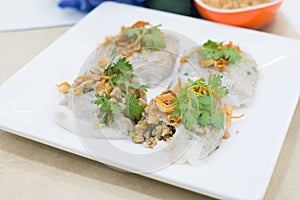 Goi Cuon - Vietnamese fresh summer rolls filled with prawns, por