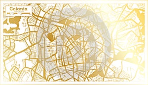 Goiania Brazil City Map in Retro Style in Golden Color. Outline Map
