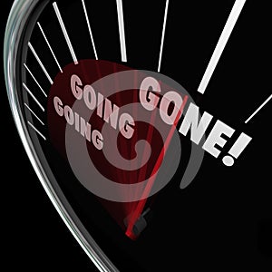 Going Going Gone Speedometer Fast Quick Action Bidding Auction