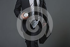 Going late man in business suit