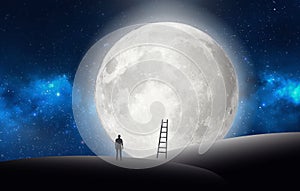 Going to the Moon, moonlight, night sky background