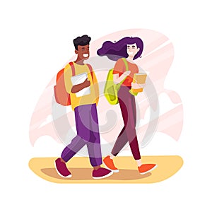 Going to school independently isolated cartoon vector illustration.