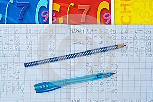 Going to school with schoolsupplies photo